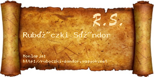 Rubóczki Sándor névjegykártya